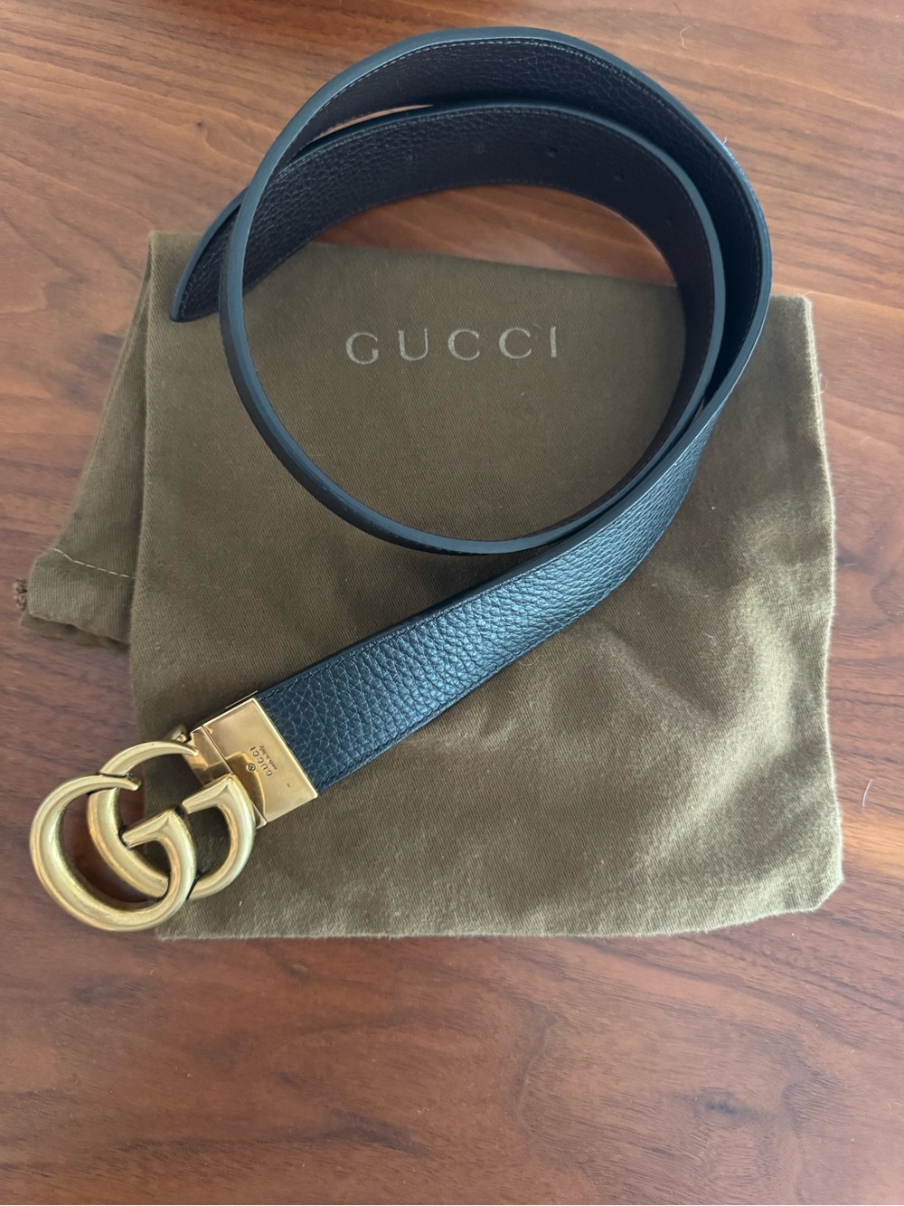 Gucci Reversible Black/Brown Leather Double G Buckle Belt